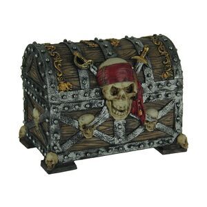 Skull and Swords Pirate Treasure Chest Trinket Box